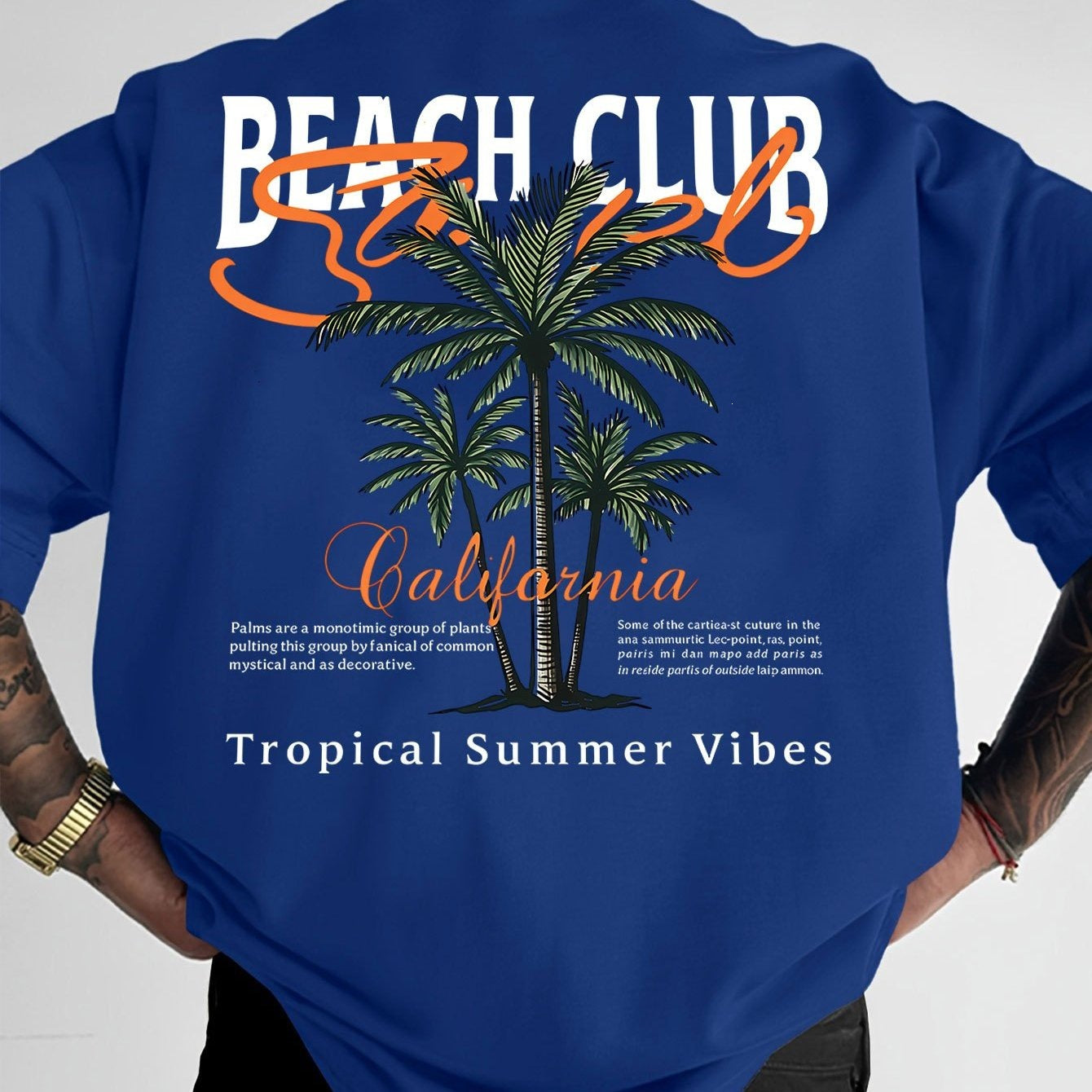American-style Vintage Coconut Tree Pattern T-shirt