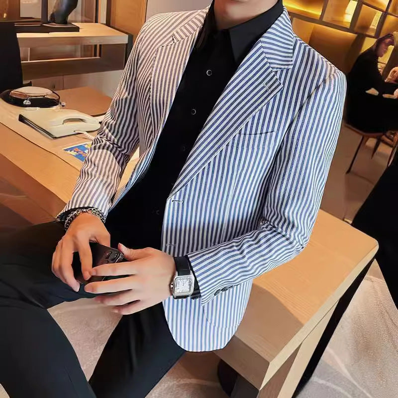 Men's Fashionable Casual Striped Suit Jacket