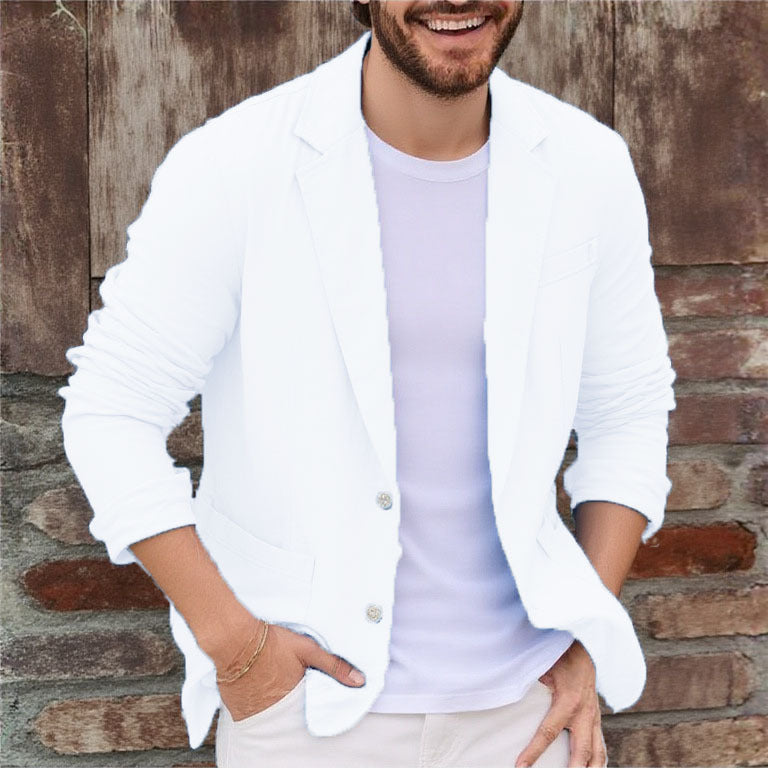 Cotton-linen Loose-fit Solid-color Lightweight Regular Casual Blazer