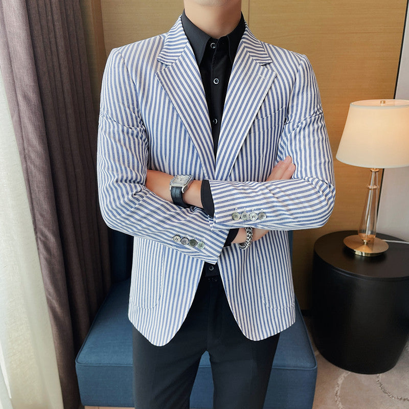 Men's Fashionable Casual Striped Suit Jacket