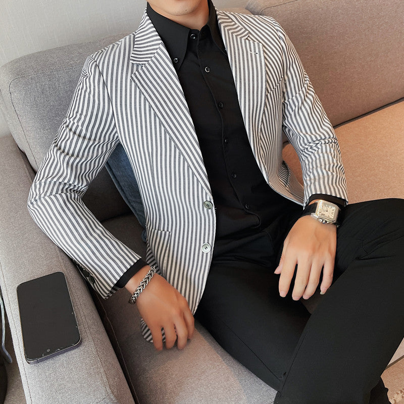 Men's Fashionable Casual Striped Suit Jacket